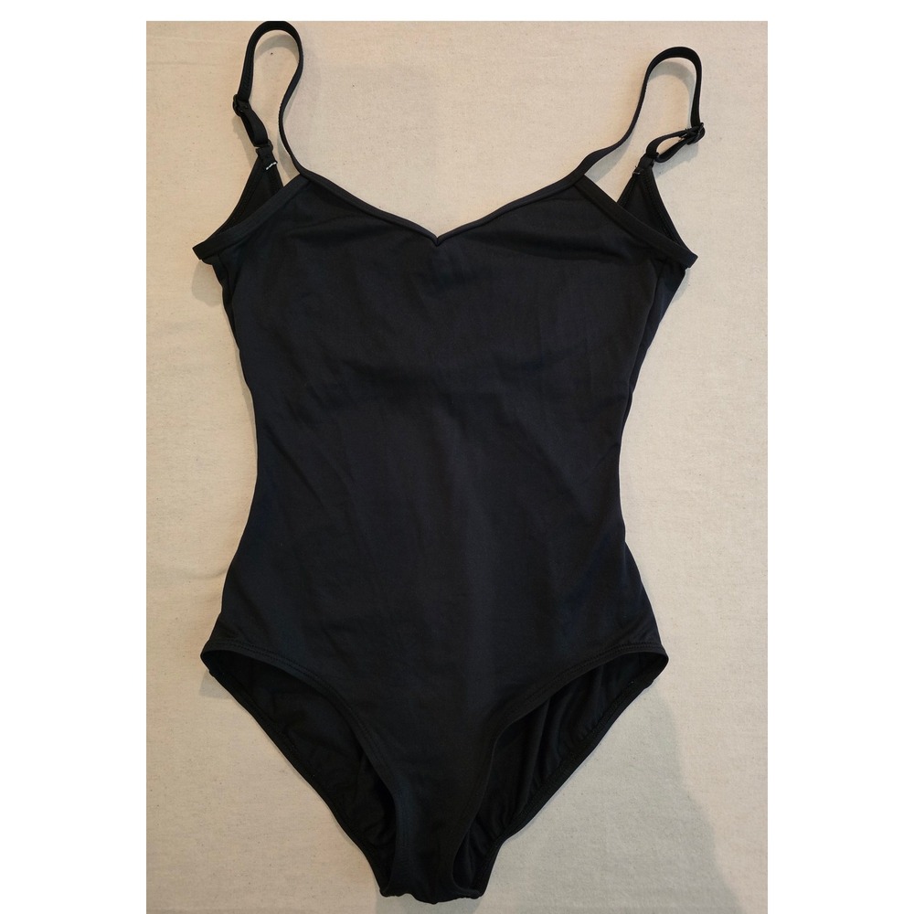 Dance Department Woman M‎ Black V-Neck Leotard Bodysuit Performance Gymnastics